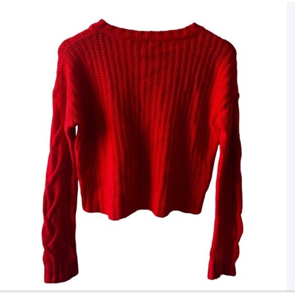 Charlotte Russe Red Chunky Cable Knit Sweater Size XS colorblock colorful baggy - Picture 2 of 2